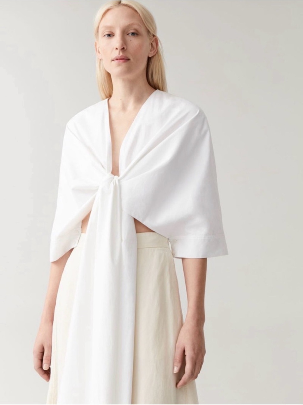 COS White Draped Tie-Front Tunic